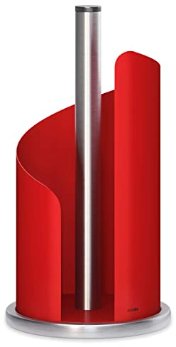 stardis Design Küchenrollenhalter Edelstahl matt H 30 Ø15 cm Rollenhalter Papierrollenhalter für Küchenrolle Halter stehend Rot