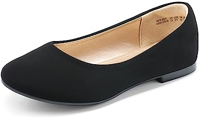 DREAM PAIRS Ballerines Fille Confortables à Enfiler,Noir/Nubuck,33.5