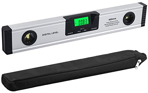 Neoteck 16 Livello Digitale con Base Magnetica Scanalatura a V 400mm Angle Finder Goniometro con LED Display Indicatore Sonoro Inclinometro Digitale 90° in Alluminio 4 Modalità con Custodia