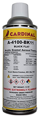 Cardinal Paint BLACK Powder Coat Touch-up Spray Paint | Car Parts and Repair Refinishing Clear Coat for Permanent Sealing of Coated Surfaces (BK11 FLAT)