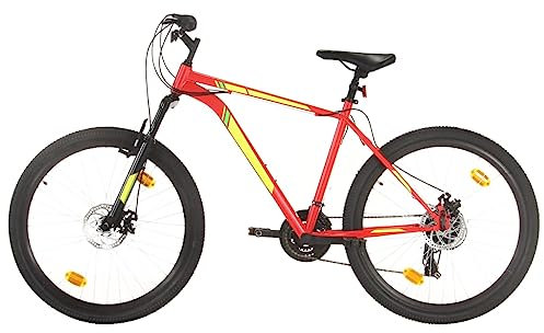 vidaXL Mountainbike 21 Gang 27,5 Zoll Rad mit Scheibenbremsen Schnellspann-Sattelstützenklemme Fahrrad Sportfahrrad 42cm Rot