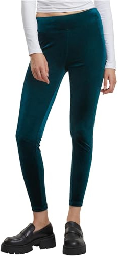 Urban Classics Ladies High Waist Velvet Leggings, Bleu Sarcelle, M Femme