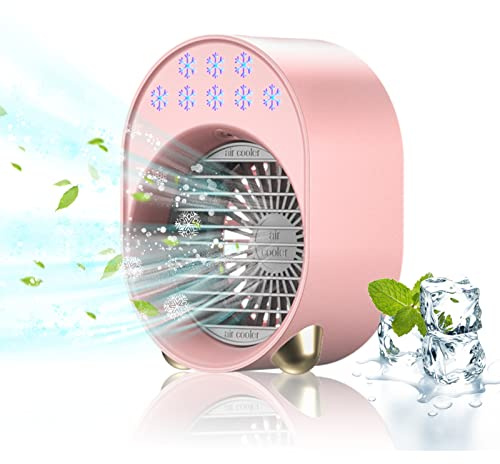 Ventilatore Raffrescatore Ad Acqua, Mini Ventilatore USB Evaporazione Depuratore, Climatizzatore Portatile Silenzioso, Ventilatore Portatile Ricaricabile, Humidifier Air Potente 3 Velocità 3600 mAh