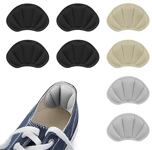 MXTIMWAN 4 Pares Almohadillas para Talón Talonera Antideslizante Plantillas Autoadhesivas de Zapato Almohadillas para el Talón para Hombres Mujeres Negro