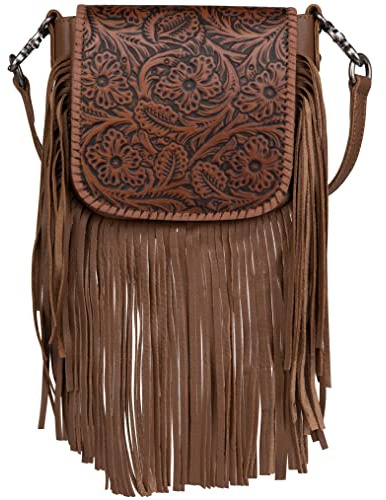 Montana West Western Purses for Women Crossbody Bag Fringe Purse Vintage Leather Boho Purse Messenger Handbags, A2, Small