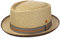 Mayser Andy Brown Pork Pie Strohhut Sommerhut Sonnenhut Porkpie Pork-Pie-Hut Strandhut Herren - Made in The EU Sommer Frühling-Sommer - 57 cm Natur