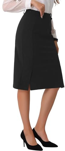 Allegra K Gonna Donna Midi Aderente Corta Gonna a Tubino Elegante Vita Alta Gonne da Lavoro e Ufficio Nero S