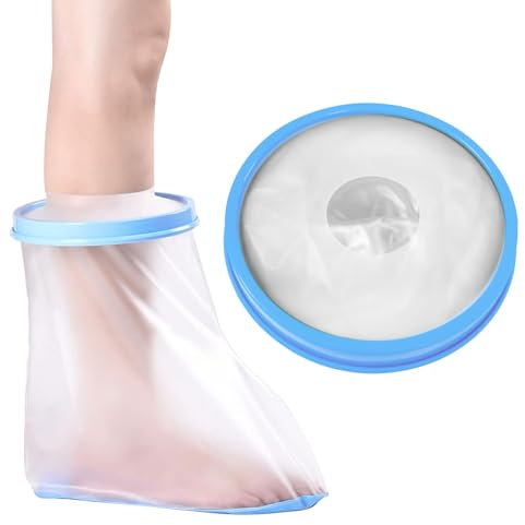 Dcsfadq Protector de ducha impermeable para adultos, vendaje de protección antideslizante con borde de silicona, cubierta de pie reutilizable para cuidado postoperatorio, duchas con yeso