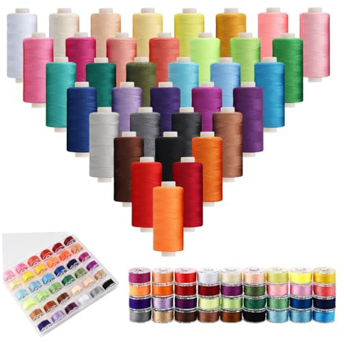GIDWRIY 400 Yardas 36 Colores Hilos de Coser a Mano,Hilos de Costura para Maquina,Hilo de Colores para Coser,Bobina Hilo Poliester,Hilos para Bordar Punto de Cruz,Costurero Accesorios para Bricolaje