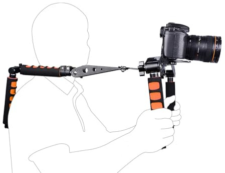 Universal Shoulder Rig Kit, Camera Shoulder Mount Kit for DSLR Video Camcorder Stabilizer with Adjustable Height Handle, Foldable, Aluminum Alloy Frame