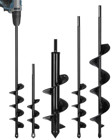 Tegarbed Auger Drill Bit for Planting 4 Pack, Auger Drill Bit Suitable for 3/8'' Hex Drill Driver,Garden Spiral Hole and Planter for Bulbs,Fence Posts,and Umbrella Holes