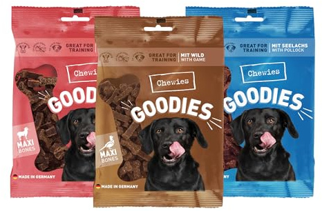Chewies Hundgodis MAXI Mix 2 lamm, vild & lax fotled träning – 3 x 200 g – köttmjukisdjur utan socker – hundsnacks med hög kötthalt (600 g)