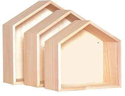Artemio Holzhaus Böden, Beige, 3 Stück, 30x10x30 cm; 27x26,5x10 cm; 24x22,5x10 cm, Holz