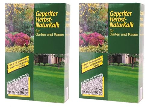 Lot de 2 5 kg geperlter automne naturel calcaire calcaire Jardin pfle Entretien d'engrais pour gazon
