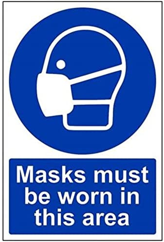 vsafety 41064 au-s Masken zu tragen, in diesem Bereich Pflicht Schutzbekleidung Schild, selbstklebend, Portrait, 200 mm x 300 mm, blau