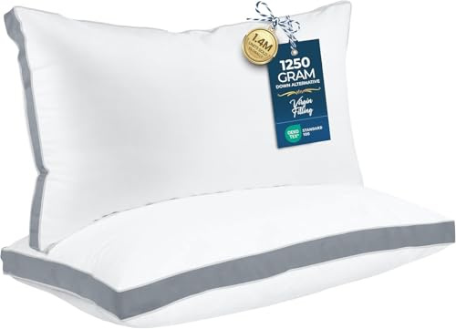 Utopia Bedding Juego de 2 almohadas de cama para dormir tamaño King, calidad de hotel refrescante, almohada reforzada para dormir boca arriba, boca abajo o de lado (gris)