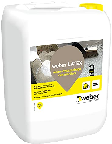 Weber Résine d'accrochage Latex pour mortiers et bétons, 20L, Weber Latex
