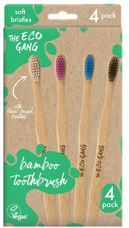 Eco Gang bambu tandborste mjuk, förpackning med 4