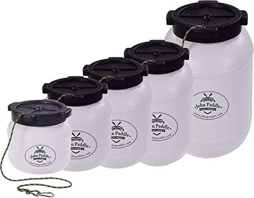 John Paddle - Barile Impermeabile + Tappo a Vite + Corda di Montaggio + Gancio a Vela – Impermeabile per Trasporto Canoa,Kayak, canott, Bianco, 20 L