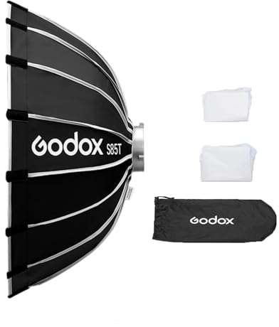 Godox S85T Softbox Tipo Paraguas de liberación rápida de 85 cm/33,5 Pulgadas, Softbox Plegable Desmontable con Soporte Bowen estándar y difusores para fotografía, Speedlite, Flash de Estudio, monoluz