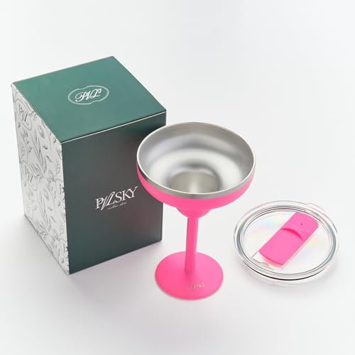 Verre Margarita en acier inoxydable - Mat, avec couvercle, anti-fuite, sans condensation, pour cocktails | bar et cuisine | pique-nique | piscine | plage | patio | fête