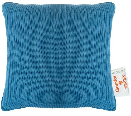 Qomfor - Premium Heated Pillow - Electric Lumbar Support Heating Pad for Back Pain Relief - Aqua Blue - Adjustable 3 Heat Levels Cushion with Power Bank - Rechargeable & Portable Warming Pad