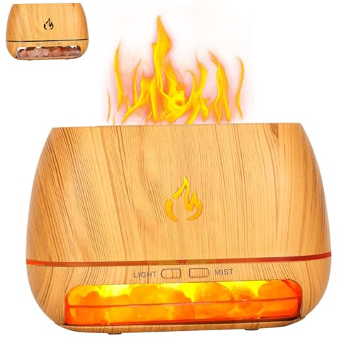 Diffusore della lampada sale 3 in 1 200 ml di olio essenziale diffusore di simulazione di simulazione Fiamma umidificatore a nebbia colorata Diffusore in legno Diffusore aroma per ufficio per ufficio