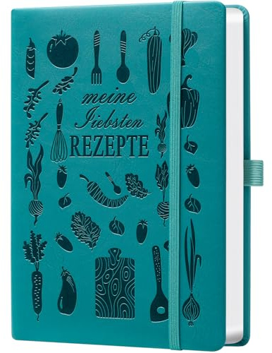 Libro di ricette A5 da compilare – Le mie ricette preferite – Libro di cucina e pasticceria fai-da-te da riempire – Design da cucina blu marino, carta da 120 g (14,5 x 21 cm) – Ideale per regalare