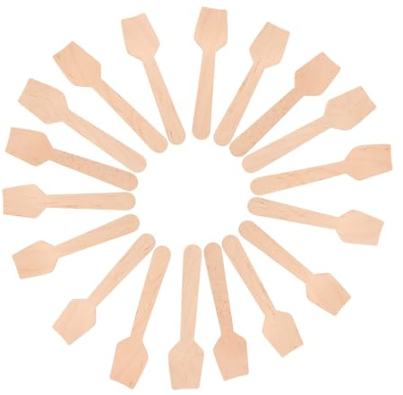 CLISPEED 300 Piezas Cucharas de Madera Desechables Mini Unidades Cucharillas Pequeñas para Degustación de Helado Yogur Postres y Café Diseño Ergonómico Cuadrado Aptas para Catering y