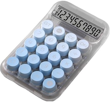 Calculadora mecánica – Calculadora estética, calculadora de mesa con dígitos, calculadora mecánica portátil, botones mecánicos, calculadora de mesa con teclado bonita conn gran pantalla