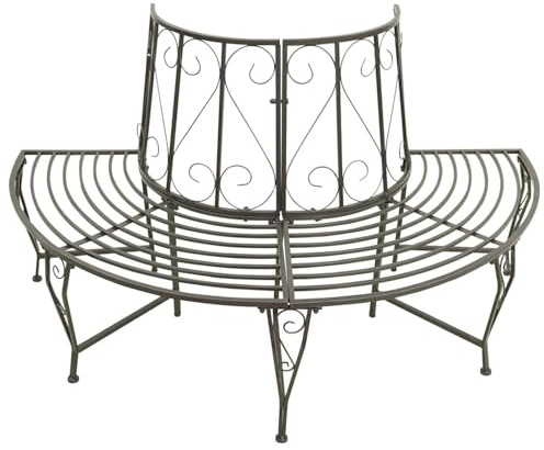 Fecpoo Banc d'arbre en acier - 160 x 80 x 89 cm - Gris argenté - Pour l'extérieur