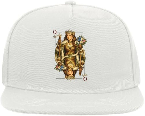Regal Queen Holding Staff and Flowers Snapback Platt Visir Bomullsblandning Keps Vit