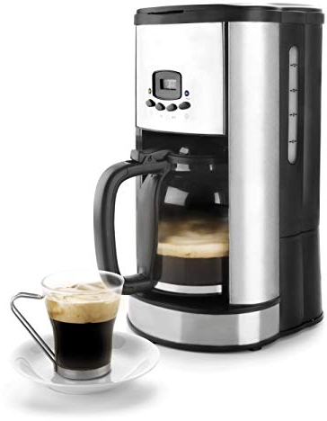 LACOR 69279 - Cafetera de goteo programable para rendimiento doméstico con capacidad de 1'80 litros, 1000 W, Negro
