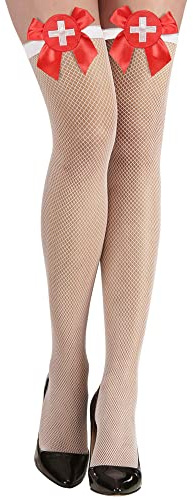 Widmann 01286 ? Bas Résille Poisson sans Support pour Infirmière avec n?UD Papillon en Satin, et Autres Jouets, Rouge