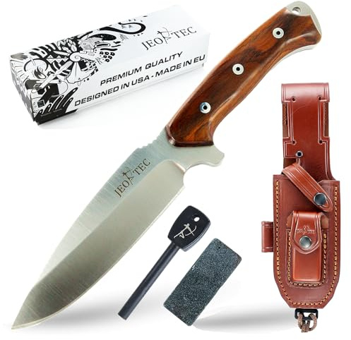 JEO-TEC Nº15 Outdoor-kniv Survival Bushcraft Camping Vandring jakt och fiskekniv - BÖHLER N690C stainless steel - Mikarta/Kokobolo-trähandta - Gjord i Spanien
