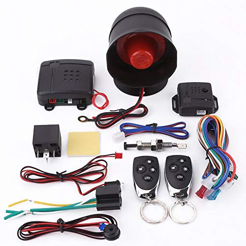 Fydun Car Alarm System Universal Car Alarm Security System Keyless Entry with 2 Remote Controls Siren