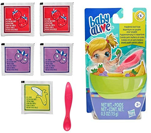 Baby Alive Powdered Doll Food Refill, Includes 5 Doll-Food Packets, 1 Spoon, Toy Accessories for Children Aged 3 Years and Up