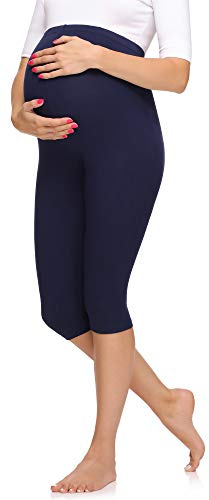Merry Style Leggings Premaman 3/4 Donna MS10-298 (Blu Marino, M)