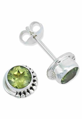 Ohrstecker 925 Silber Peridot leuchtend grüner Stein Edelstein Ohrringe echt Silber Damen Sterling Silber Stecker Geschenk(MOS-028-59)
