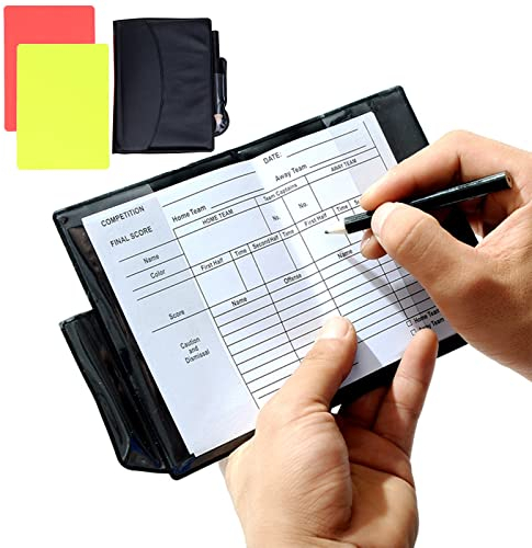 Olakin Schiedsrichter Karten Set, Schiedsrichterkarten, PCV Rote Karte Gelbe Karte mit Stiftezubehör und Tasche, Perfekt für Fußballspiel