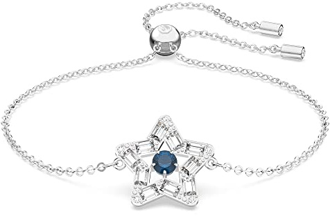 Swarovski Stella Armband, Blaues und Rhodiniertes Damenarmband mit Strahlenden Swarovski Kristallen