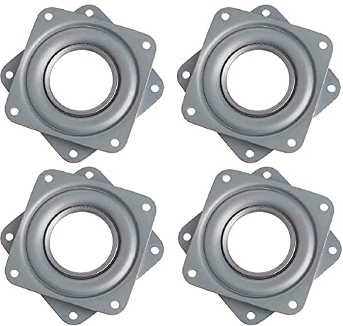 Plateau Tournant Carré 4 Pouces, 360 Degrés, Rotatif à Roulement à Billes, Métal Galvanisé, Plaque Pivotante Silencieuse, Flexibilité Optimale pour Présentoirs, Moniteur Ordinateur et Tabouret