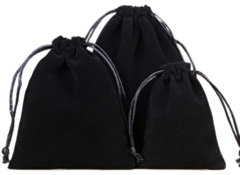 12 Stück Samtbeutel Schmuckbeutel, Kleine Stoff Beutel mit Kordelzug, Samt Säckchen Geschenkbeutel Stoffsäckchen zum Befüllen für Schmuck Hochzeit Weihnachten Geburtstag Party Geschenk,8x10cm Schwarz