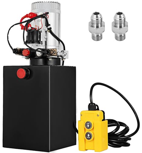 VEVOR Hydraulikpumpe, doppeltwirkendes Hydraulikaggregat, 12 V DC, Kippanhängerpumpe, 3200 PSI, Hydraulikaggregat zum Heben von Kippanhängern und Autos (12 Quart, Stahl/doppeltwirkend)