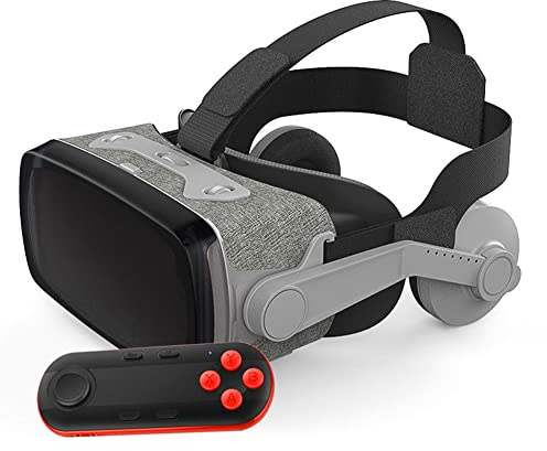 TPWEWRX VR Brille Virtual Reality Headset mit Fernbedienung für 3D VR Filme & VR Spiele einstellbares Pupillen Anti Bluelight Augenpflegesystem VR Brille für Android & iOS Smartphones (Schwarz) (F)