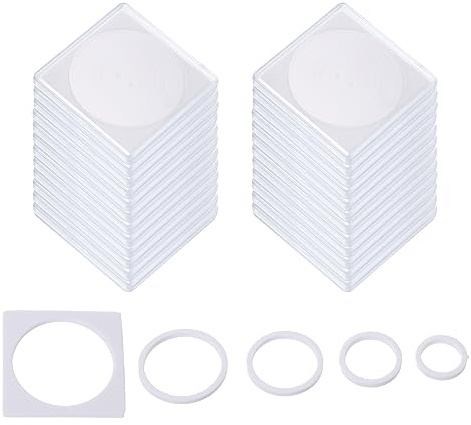 PATIKIL Portamonedas Snap, 24 Paquete Plata Dólar Portamonedas, para Colección Monedero Estuche con Espuma Junta Cuadrado Ajuste 17/22/27/32/37 mm Monedas, Transparente Blanco