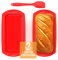 Ankway Rechteckig Silikon Brotbackform mit Teigschaber, 2er Set Anti haftende Silikon Backform Kastenform für Kuchen und Brote, 28x14.3x6.3cm, Rot, ASI013