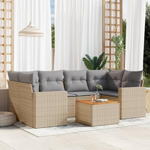 SECOLI Conjunto de muebles de jardín de ratán con espacio de almacenamiento, XXL, muebles de terraza, sofá de salón, grupo de asientos de ratán, muebles de esquina, juego de muebles de balcón, color