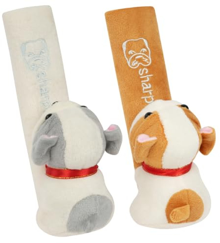 URAQT Car Seat Belt Pads, 2PCS Universal Car Seatbelt Adjuster for Kids, Multifunctional Seat Belt Protectors, Seat Belt Covers with Cartoon Pattern Fit Baby Toddler Kid Adult (Puppy)