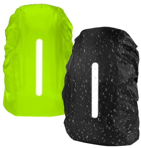 flintronic Housse de Sac à Dos, 2 Packs Couverture Anti-Pluie Impérmeabile, 30-40L Housse de Protection avec Bandes Réfléchissantes, Anti-Poussière, pour Camping Randonnée Voyage Cyclisme